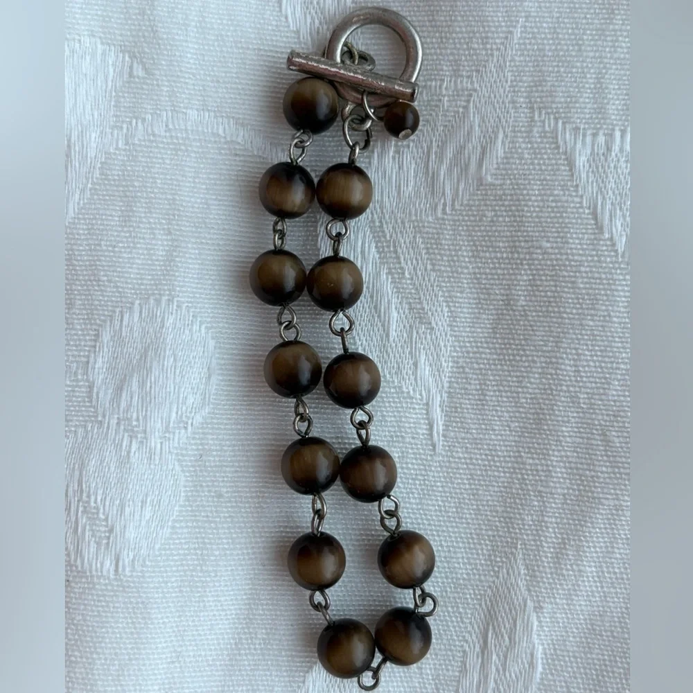 Tigers Eye Silver Beaded Bracelet - Picture 3 of 4